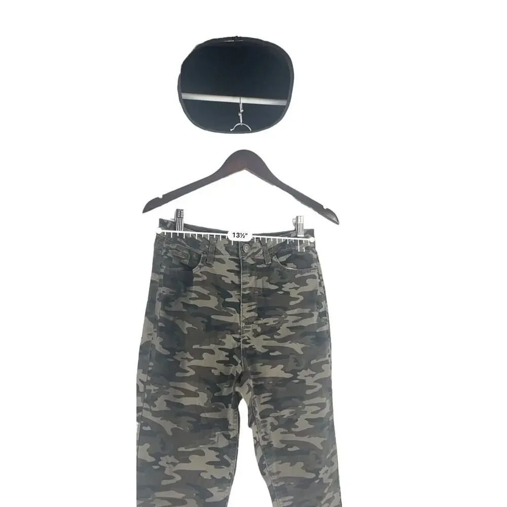 No Boundaries Green Camo Camouflage Denim High Rise Skinny Jeans Juniors Size 11